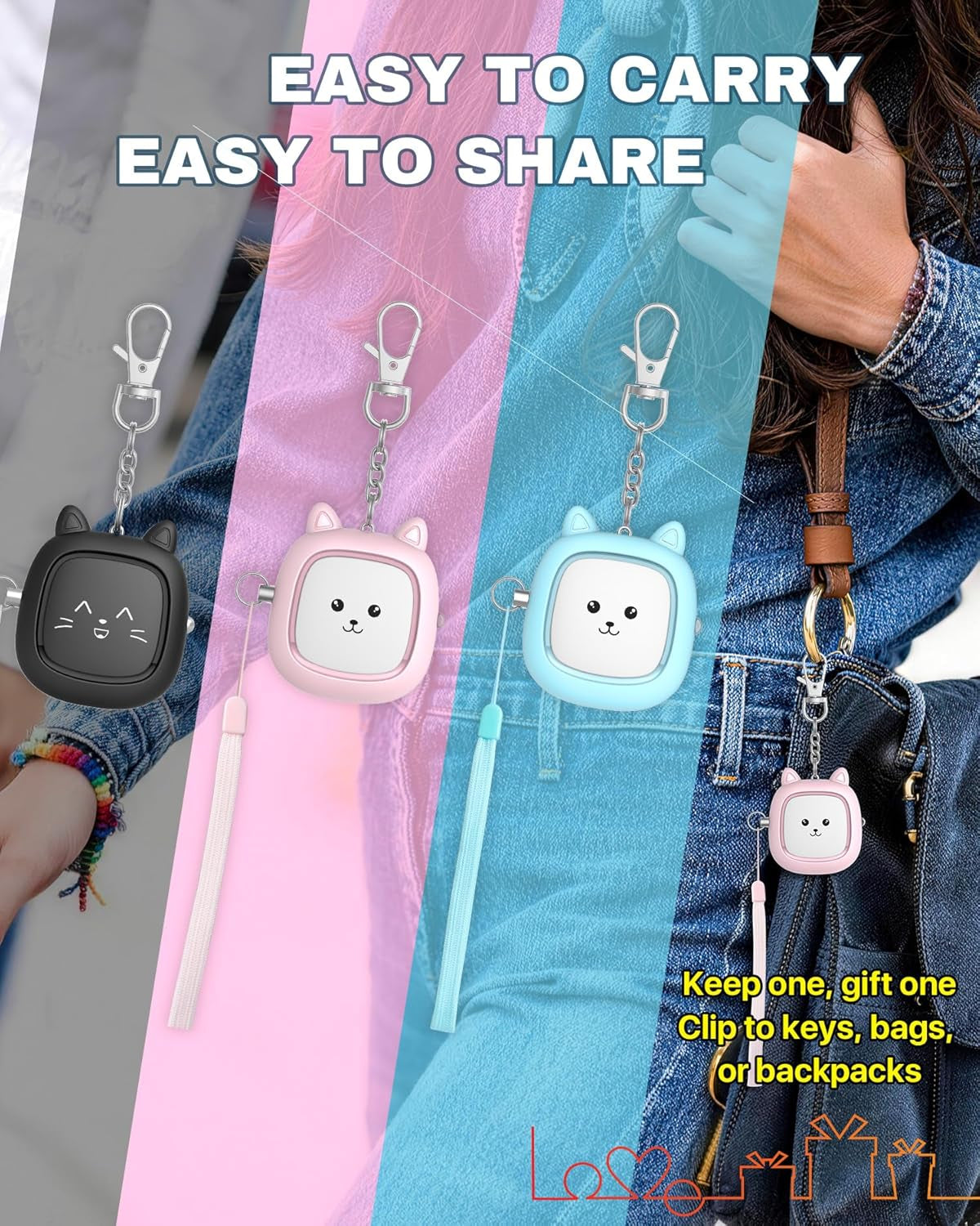 Safe Sound Personal Alarm, 3 Pack 130 Db Loud Siren Song Emergency Self-Defense Security Alarm Keychain with LED Light, Personal Sound Safety Siren for Women, Men, Children, Elderly