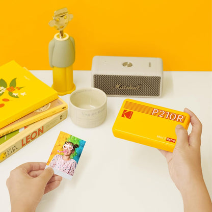 Mini 2 Retro 2X3 Portable Photo Printer, 8 Sheets, Bluetooth Smartphone Printer for Iphone & Android, Instant Color Prints, 4PASS Dye Sublimation, White