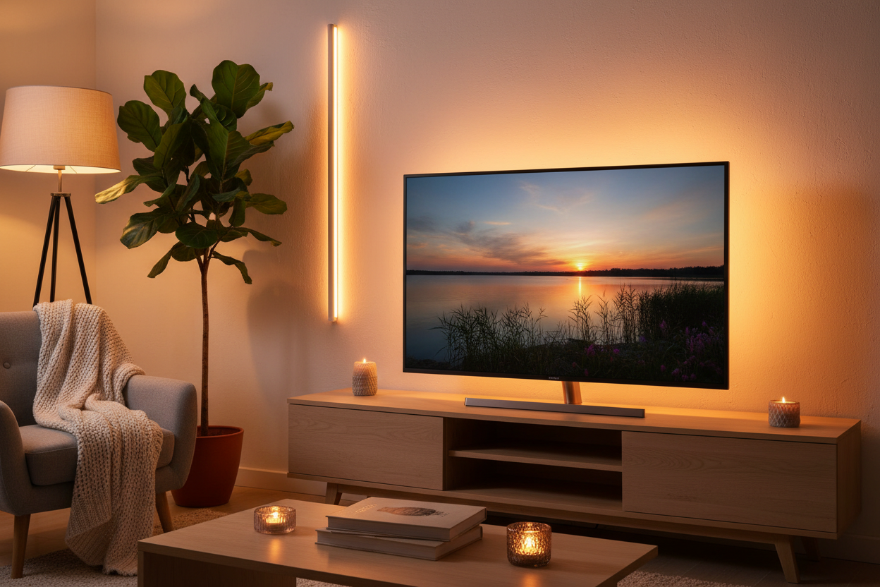 Sansui 24 Inch Monitor in a modern living room setting